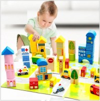 Xếp Hình Gỗ Mô Hình Thành Phố 62pcs